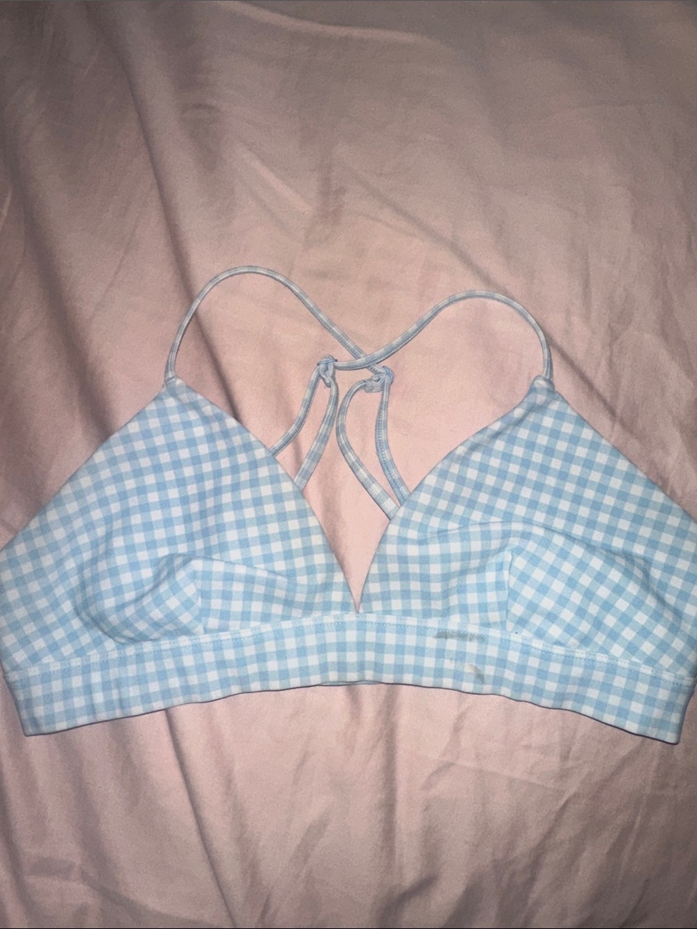 ALO Yoga Light Blue Gingham Camisole Bralette